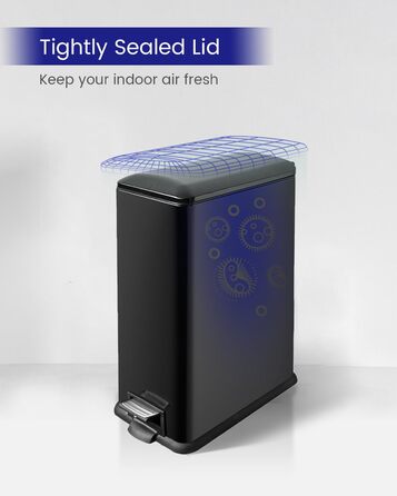 Сміттєвий бак для кухні 30 літрів, вузький, з м'яким закриттям, з педаллю, зелений