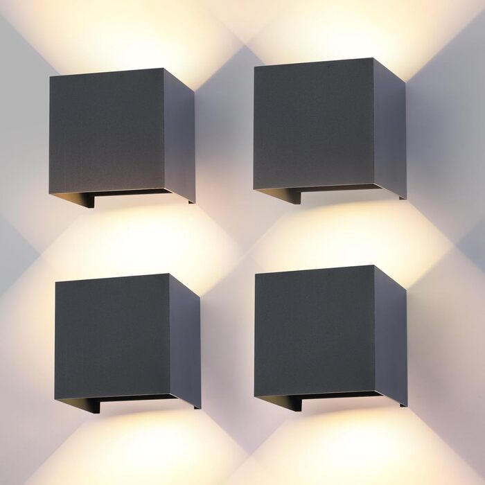 LED настінний світильник FUPE 15W для внутрішнього та зовнішнього використання. Регульований кут світла, 3 кольори, IP65, вологозахист, алюміній, чорний. Комплект 1