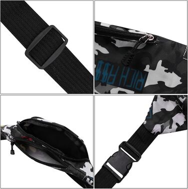 Водонепроникна поясна сумка-рюкзак камуфляжного стилю з багатьма відділеннями для чоловіків, жінок та дітей. Виготовлена з нейлону, ідеальна для бігу, спорту, подорожей та активного відпочинку.