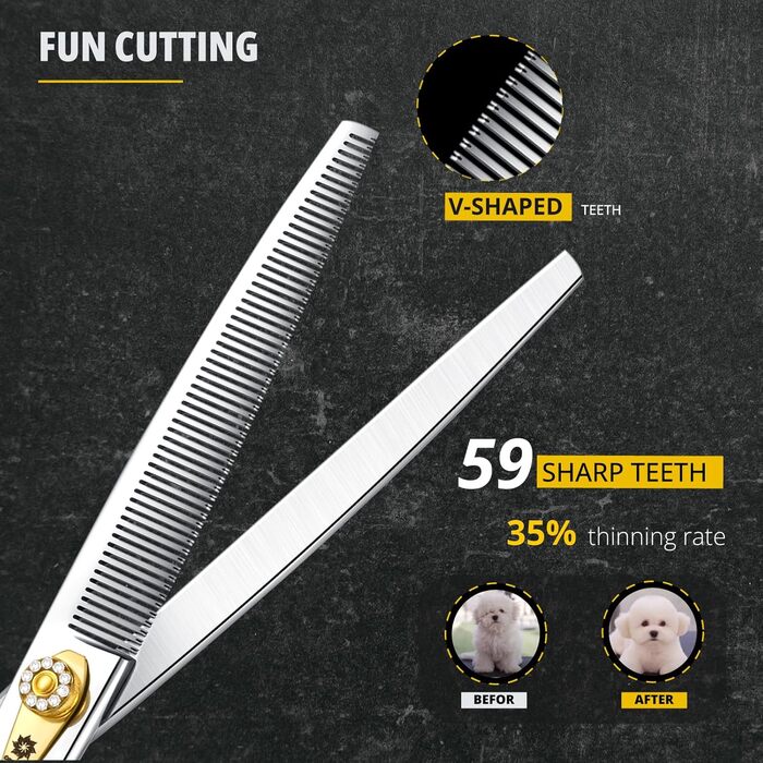 Професійна собача шерсть ножиці Dream Reach 8 дюймів - 440C нержавіюча сталь, ергономічна ручка, для собак та котів