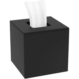 HIIMIEI Square Cosmetic Tissue Box, 14 x 14 x 14cm Acrylic Pocket Tissue Box | Tissue Box with Magnetic Cover for Dining Room Bathroom Bedroom Car Office - Matte Black