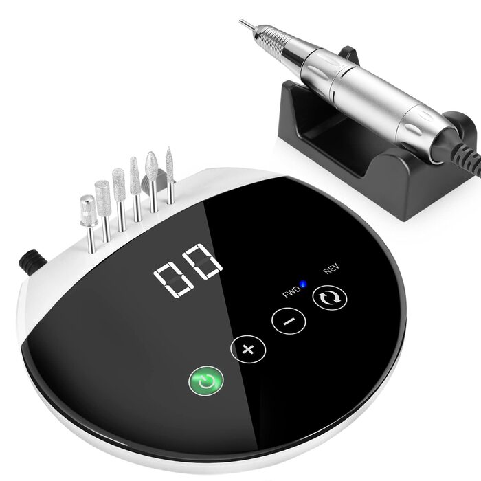 Електрична нігтьова фрезер ENGERWALL для гель-лаку, 35000 об/хв з LCD екраном та сенсорними кнопками. Професійний набір для манікюру та педикюру, догляд за нігтями, дизайн нігтів. Професійний, з підключенням.