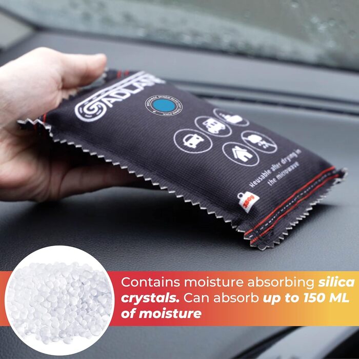 GADLANE Reusable Car Dehumidifier, 350g, Pack of 4, Car Moisture Absorber with Dashboard, Anti-Slip Mat, Eliminates Foggy Windshields, for Home, Closet