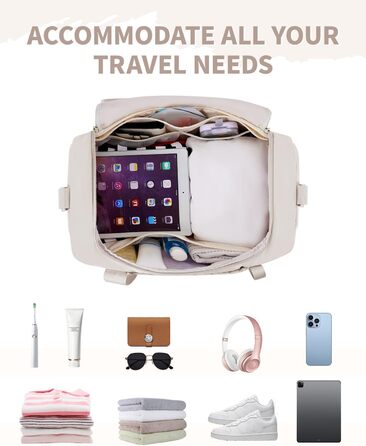 Спортивна сумка Wandf для ручної поклажі в літак (45x36x20 см) з відділенням для взуття та мокрих речей, бежева