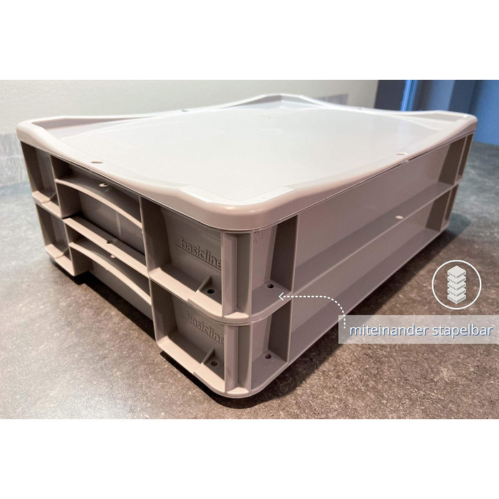 Pizza Ball Box (40 x 30 x 7 cm) for pizza dough, reusable box for pizza (reusable packaging), including dough scraper, complete set (2x box, 1x lid)