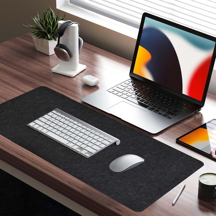 Килимок для столу з фетру, великий, 80x40 см. Нековзний килимок для столу, ігровий килимок, килимок для письма, офісний захист столу (Сірий)