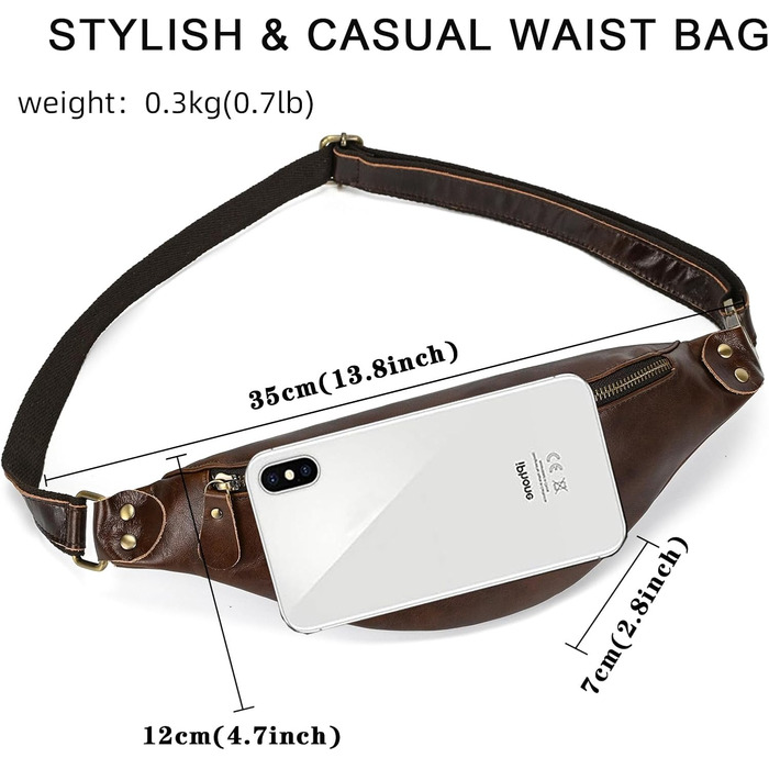 Чоловіча/Жіноча поясна сумка з натуральної шкіри Vintage, чорна (1033 Kaffee)