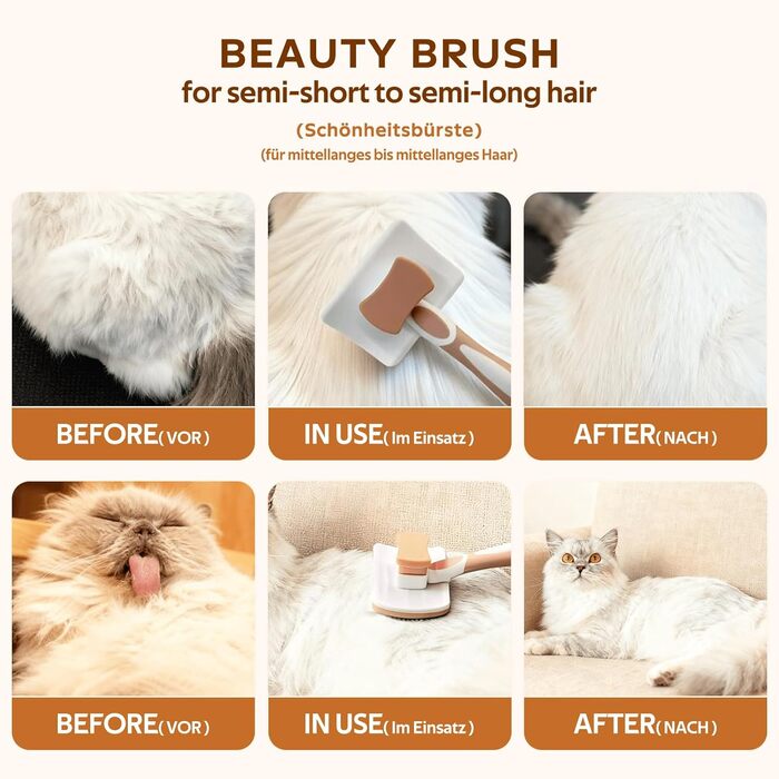 Щітка для котів та собак з довгим та коротким волоссям - видаляє підшерсток та ковтуни. Масажна щітка з антиковзним покриттям, помаранчевий колір, розмір S