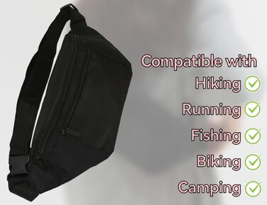 Чоловіча/Жіноча поясна сумка на пояс, шкіряна, водонепроникна, для спорту, подорожей та активного відпочинку (чорна)