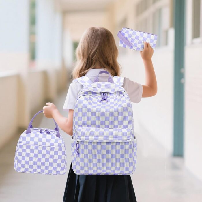 Шкільний рюкзак LEDAOU для хлопчиків та дівчаток-підлітків, білий з ромашками, чорний, фіолетовий та білий, для повсякденного використання