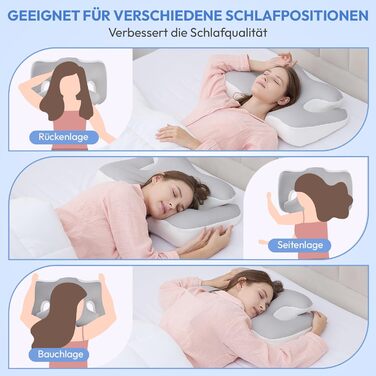 Ортопедична подушка для шиї з memory foam 60x40 см: комфортна та ергономічна подушка для сну на спині, боці та животі з знімним чохлом