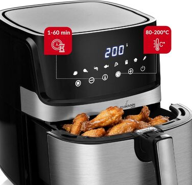 Фритюрниця без олії LEHMANN XL 6.5л з 8 програмами, цифровим дисплеєм та антипригарним покриттям