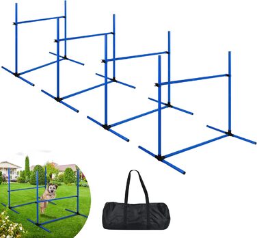 Набір для аджиліті для собак Grün 4X Hurden: набір шлагбаумів, регульована висота, 104x70x101 см (блакитний)