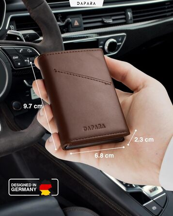Чоловічий гаманець DAPARA з RFID-захистом | Тонкий гаманець для чоловіків з відділенням для монет | Гаманець-картхолдер на 12 карт | Коричневий гаманець Espresso Mini з натуральної шкіри