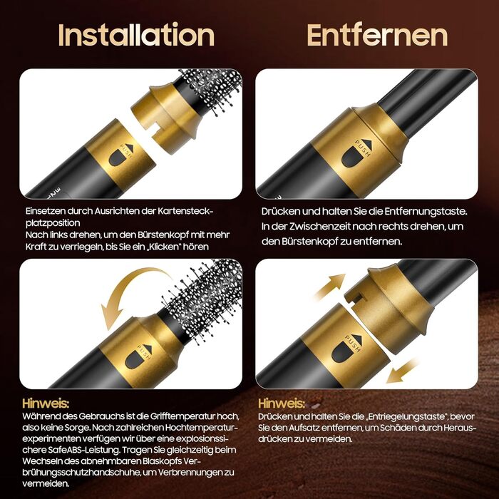 Набір для укладки волосся Airstyler 5 в 1: фен-щітка, термощітка, плойка, для створення об'єму, локонів, випрямлення, чорний