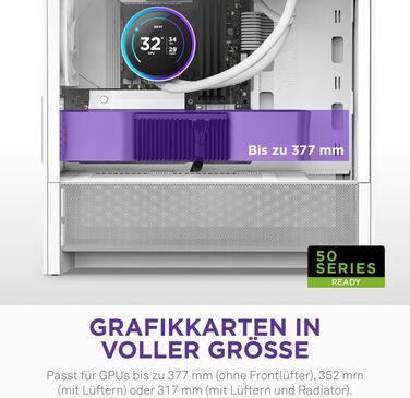 NZXT H3 – Корпус для ПК Micro-ATX з оптимізованим повітряним потоком, 120мм вентилятор, підтримка Full-Size GPU, радіатори 280мм/240мм (білий, Flow)