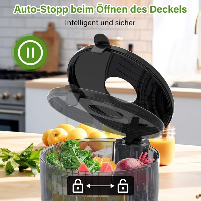 Шнекова соковижималка OMMO Slow Juicer для овочів та фруктів, 300 Вт, чорна