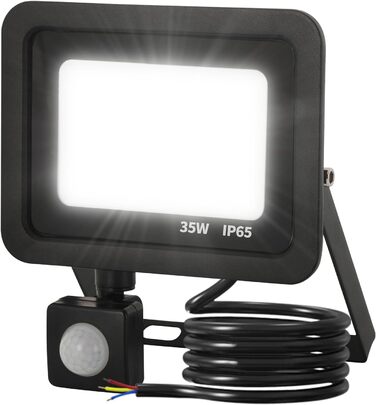 LED Floodlight 50W, Outdoor 5000LM, Spotlight 72 LED IP65 Waterproof, Outdoor Floodlight 6500K Cold White, 230V for Garage, Garden 【2 Pack Black】 (35wg 6500k Cold White, Motion Sensor)