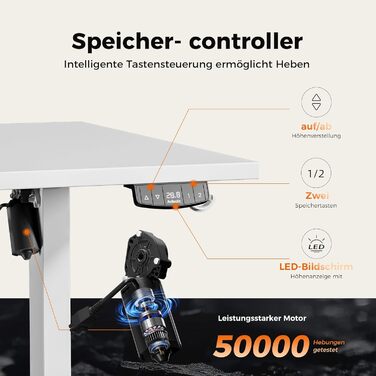 Регульований за висотою стіл Agilestic: електричний, з пам'яттю, ергономічний, 120x80 см, білий