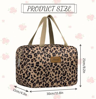 Сумка для туалетних аксесуарів велика, дорожня косметичка, органайзер для макіяжу, сумка для косметики з ручкою для жінок та чоловіків, #9, леопардовий принт