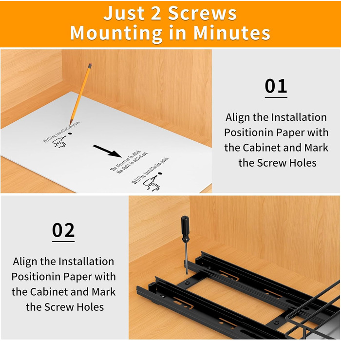 Висувна полиця для спецій у шафу, 2 яруси, регульована висота, чорний колір, органайзер для спецій, органайзер для кухні (11.8*26.4*5.6 см)