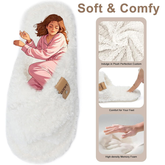 Жіночі домашні тапочки з меморі-піною – зручні домашні капці для спальні, відкриті, з перехресними ремінцями, антиковзаюча підошва для дому та вулиці, стильні тапочки-шльопанці як подарунок для жінок, мами, дружини, білі, 38/39 EU