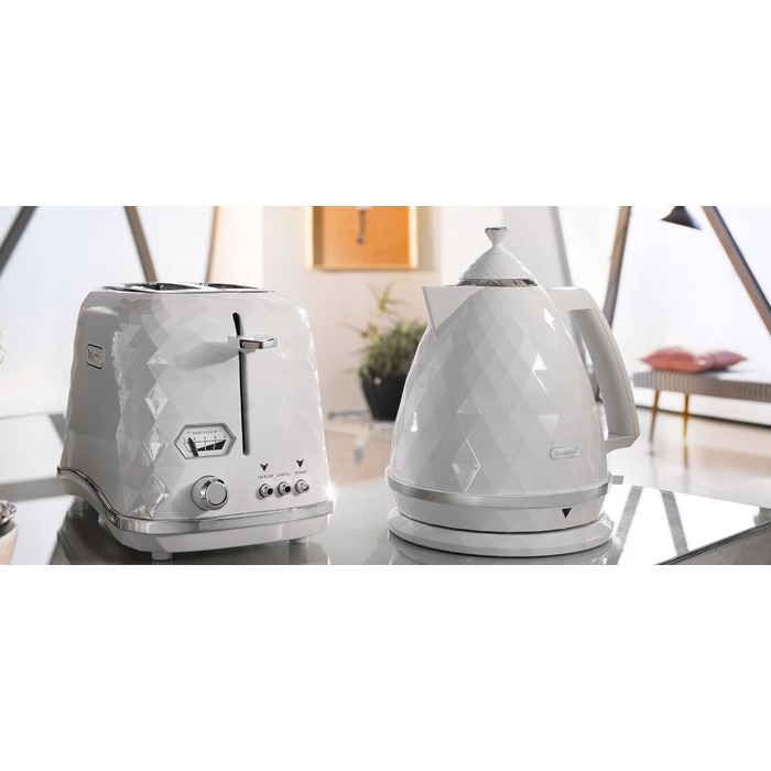 Електричний чайник De'Longhi Brillante KBJX2001W, 2000 Вт, 1,7 л, білий