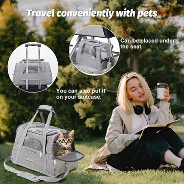 Транспортна сумка для тварин з підстилкою з флісу, для котів та маленьких собак до 10 кг, сірого кольору