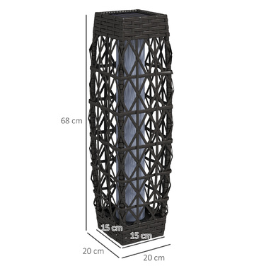 Outsunny Solar LED Garden Light with Rattan and Light Sensor, Grey, UV-Resistant for Outdoor Use