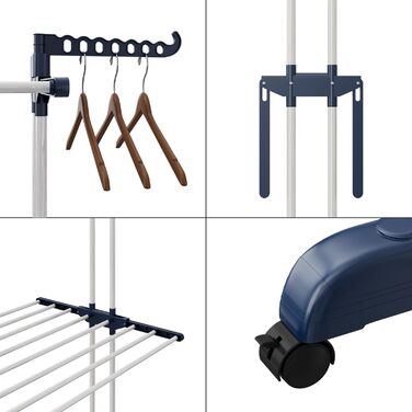 Сушарка для білизни 3-ярусна, турбо-тип, 75-200см, висувна, з 2 обертовими крилами, висота 180см, економна, на колесах для квартири, балкону та саду (сіра)