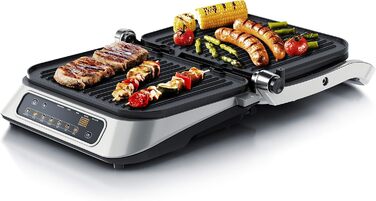 Arendo Electric Grill with Digital Control - 1900W Multi-Function Grill & Sandwich Maker - Stainless Steel, 7 Programs, Easy Clean