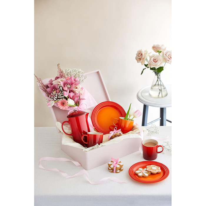 Le Creuset 4-Piece Stoneware Mug Set, 350 ml each, Cherry Red, 79113350600000