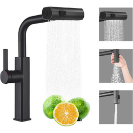 Висувна кухонна змішувач-кран для кухні, суміш батарея, кран для мийки, 3 режими (білий, чорний)