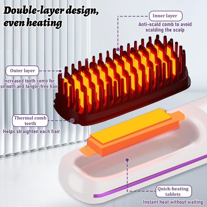 Бездротова щітка-випрямляч для волосся Mini, 160-200°C, LED дисплей, 3 температурні режими (M4)
