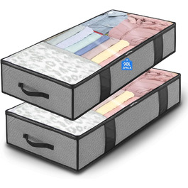 Коробки для зберігання під ліжком 90л (2 шт) - органайзери для постільних речей, одягу, ковдр