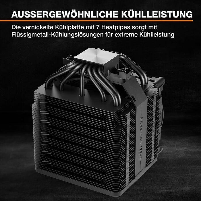 be quiet! Dark Rock Pro 5 - Повітряний кулер для ПК з 7 теплових трубок, тихий вентилятор 120/135 мм, Speed Switch