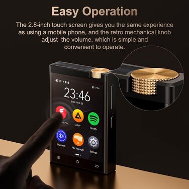 Портативний аудіоплеєр Oilsky з Bluetooth та WiFi, 80GB, Android 9.0, 2.8
