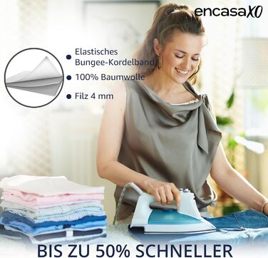 Чохол для прасувальної дошки Encasa XO Roma, 125x39 см, сірий, з термозахистом та товстим шаром ватину