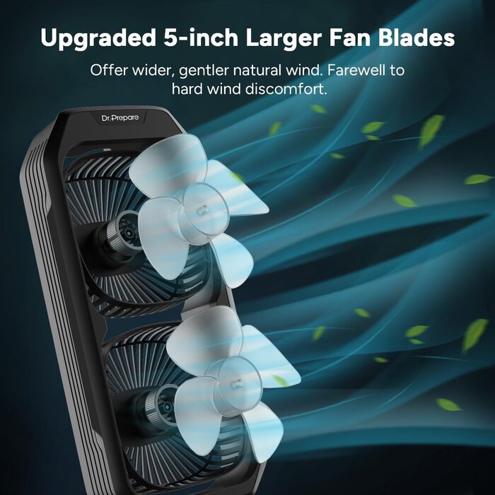 Настільний вентилятор DR.PREPARE: компактний, 40 см, 3 швидкості, осциляція 105°, таймер, для спальні, офісу, кухні (чорний)