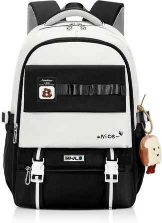 Шкільний рюкзак для дівчинки-підлітка, великий рюкзак для школи 5-12 класів, стильний рюкзак-daypack з нейлону для гімназії, реального училища та університету, зелений (чорний)