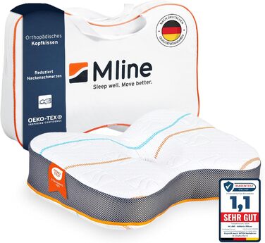 M LINE Athletic Pillow - Orthopedic Pillow - Side Sleeper Pillow - Ergonomic Head Pillow - Pillow for Neck Pain - Butterfly Pillow with Optimal Ventilation - 50 x 35 x 12 cm