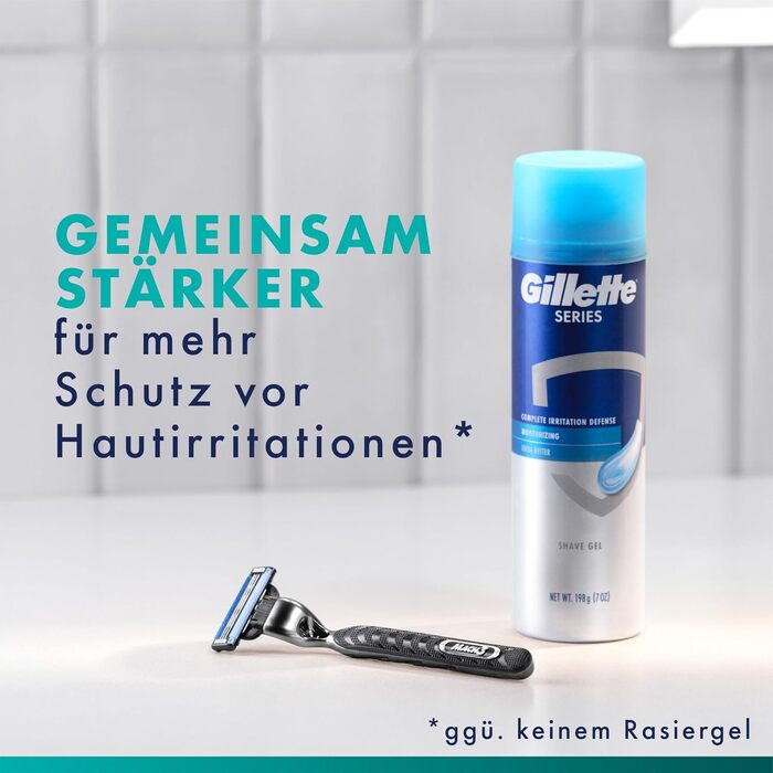 Бритва Gillette Mach 3 Standard для чоловіків, металевий корпус, синій/сірий, набір: станок + 12 змінних касет