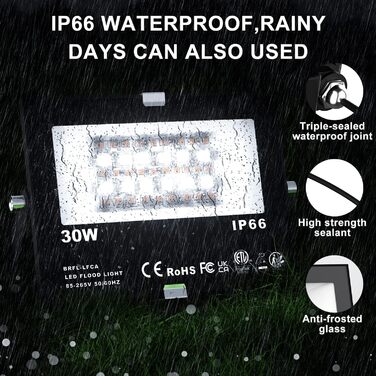 ChangM RGB LED Floodlight, Outdoor Floodlight, 30W, 4 Pack, Bluetooth APP Control, 16 Million Colors, Smart LED Floodlight, IP66 Outdoor Floodlight, Waterproof LED Floodlight, Garden Mood Lighting