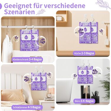 Boadw 20x230G Hanging Air Dehumidifier with Fragrance, Closet Moisture Absorber for Basements, Bedrooms, Bathrooms, Against Moisture Anti-Mold Deodorizing Drying Bag – Lavender