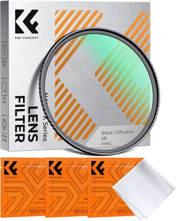 Фільтр K&F Concept 77mm Black Promist 1/8 з оптичного скла з Multi-Nano покриттям для відеозйомки/портретної фотографії (Nano-Klear)
