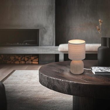 Торшер BRILONER з тканинним абажуром, вимикачем на кабелі, керамічним цоколем, 15x28 см (ДxВ), Колір: Коричневий