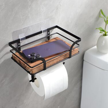 Тримач туалетного паперу YIGII без свердління, нержавіюча сталь, щітка, для ванної кімнати та кухні (дерев'яний колір)