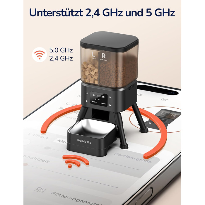 Автоматичний годівник для котів PalNests 4L з Wi-Fi, програмований таймер, сухий корм для котів/собак