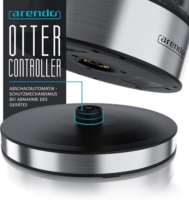 Arendo - Glass Kettle with Temperature Setting – 1.7l - Adjustable Temperatures 40° - 100 °C – Digital Temperature Display - Keep Warm Function – Energy-Saving – BPA-Free - RGB Lighting