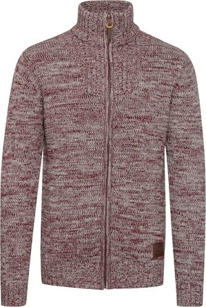 Чоловічий кардиган SDPomeroy з грубого в'язання, з високим коміром, на блискавці, 100% бавовна, Regular fit (3XL, Бордово-червоний)